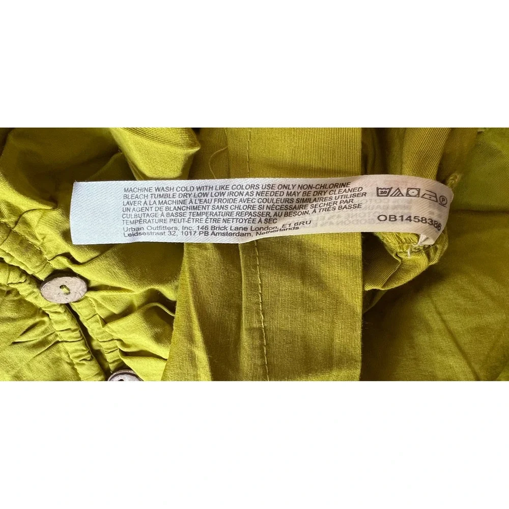 Free People Tastemaker Mini Buttondown V Neck Ruched Puff Sleeve Dress Small - Picture 10 of 12